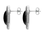 Sterling Silver Whitby Jet Ridged Oval Stud Earrings E1909