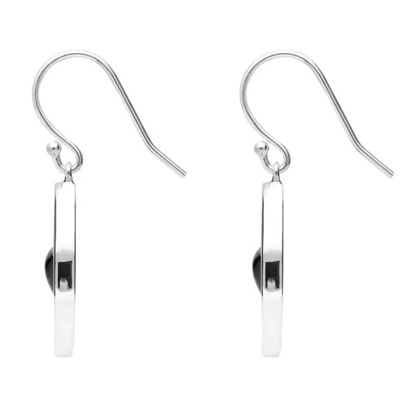 Sterling Silver Whitby Jet Round Celtic Knot Hook Earrings E2310