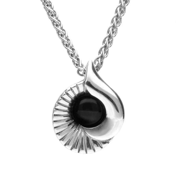 Sterling Silver Whitby Jet Seashell Two Piece Set. S033