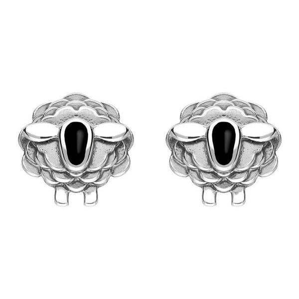 Sterling Silver Whitby Jet Sheep Stud Earrings E2530