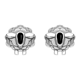 Sterling Silver Whitby Jet Sheep Stud Earrings E2530