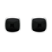 Sterling Silver Whitby Jet Dinky Cushion Stud Earrings E335