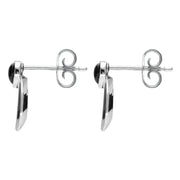 Sterling Silver Whitby Jet Small Heart Circle Stud Earrings E2321