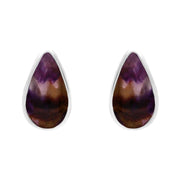 Sterling Silver Whitby Jet Small Teardrop Stud Earrings. e225