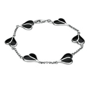 Sterling Silver Whitby Jet Split Heart Four Piece Set. S006 
