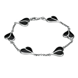 Sterling Silver Whitby Jet Split Heart Four Piece Set. S006 
