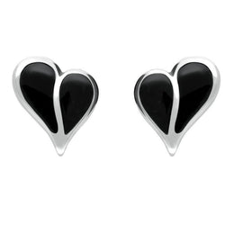 Sterling Silver Whitby Jet Split Heart Four Piece Set. S006 