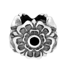 Sterling Silver Whitby Jet Three Rose Charm. G592.