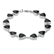 Sterling Silver Whitby Jet Triangular Four Piece Set. S004