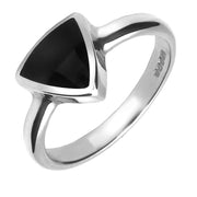 Sterling Silver Whitby Jet Triangular Four Piece Set. S004