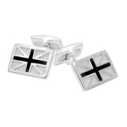 Sterling Silver Whitby Jet Union Jack Cufflinks CL543