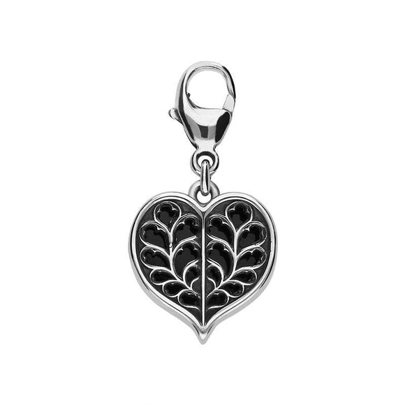 Sterling Silver Whitby Jet York Minster Heart Charm G828
