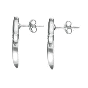 Sterling Silver Whitby Jet and Marcasite Wavy Cross Stud Earrings. E881