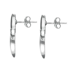 Sterling Silver Whitby Jet and Marcasite Wavy Cross Stud Earrings. E881