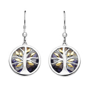 Sterling Silver Yellow Gold Plate Blue John Medium Round Tree of Life Two Piece Set S065