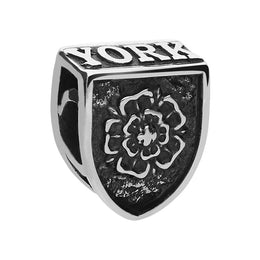 Sterling Silver York Minster Cross Key and Rose Tube Charm. G830.