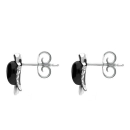 Sterling Silver Whitby Jet Bird Stud Earrings E2436