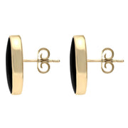 00066726 W Hamond 9ct Yellow Gold Whitby Jet Small Long Oval Stud Earrings, E288.
