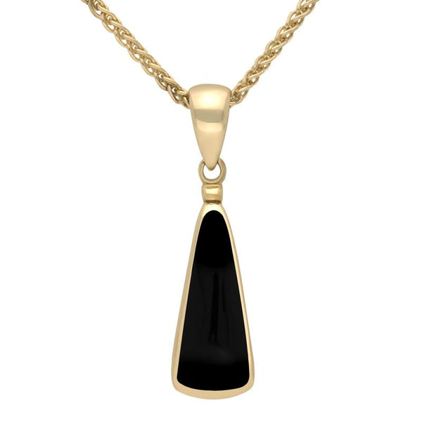 00032424 C W Sellors 9ct Yellow Gold Whitby Jet Light Triangle Shape Necklace, P168