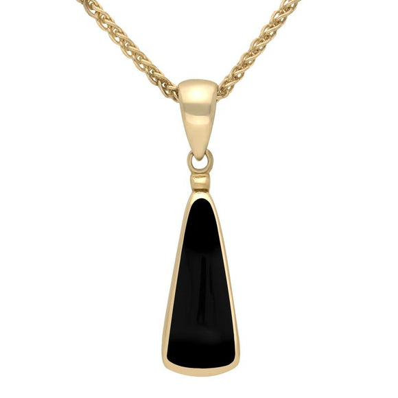 00032424 C W Sellors 9ct Yellow Gold Whitby Jet Light Triangle Shape Necklace, P168