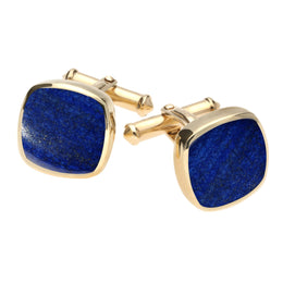 00024751 C W Sellors 9ct Yellow Gold Lapis Lazuli Square Cushion Cufflinks, CL128.