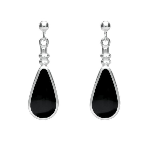 Sterling Silver Whitby Jet Bottle Top Pear Drop Earrings E011