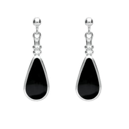 Sterling Silver Whitby Jet Bottle Top Pear Drop Earrings E011