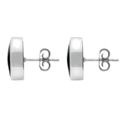 00069563 C W Sellors Silver Whitby Jet Oval Stud Earrings, E098