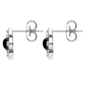 Sterling Silver Whitby Jet Pearl Round Bead Edge Two Piece Set