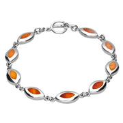00086978 C W Sellors Sterling Silver Amber Framed Nine Stone Marquise Bracelet, B462. 