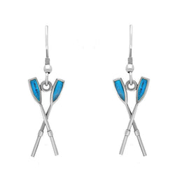 00073185 C W Sellors Sterling Silver Regatta Blue Oar Drop Earrings, E1506.