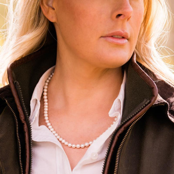 White Pearl 6mm Round Bead Necklace, N1117_18.