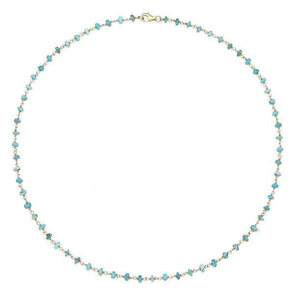 Yellow Gold Plate Turquoise 4mm Bead Chain Link Necklace, N952_16.