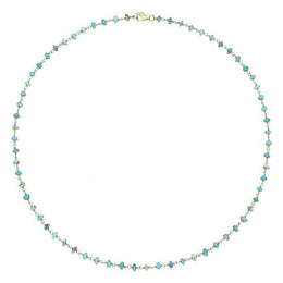 Yellow Gold Plate Turquoise 4mm Bead Chain Link Necklace, N952_16.