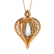 Yellow Gold Vermeil Bauxite Flore Filigree Droplet Necklace P2330C
