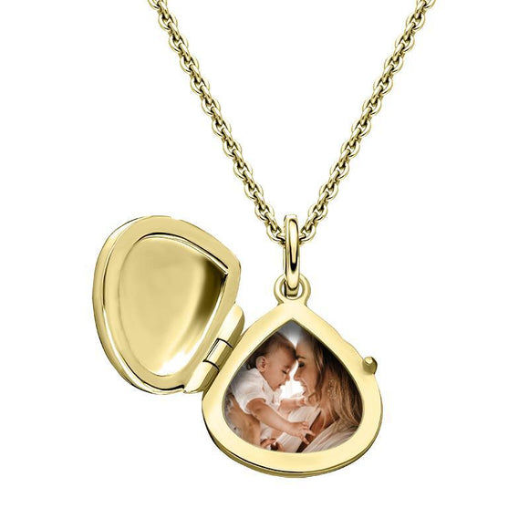 Yellow Gold Vermeil Tear Drop Keepsake Locket, P2636.