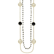 Yellow Gold Whitby Jet Flore Filigree Row Necklace, N1130