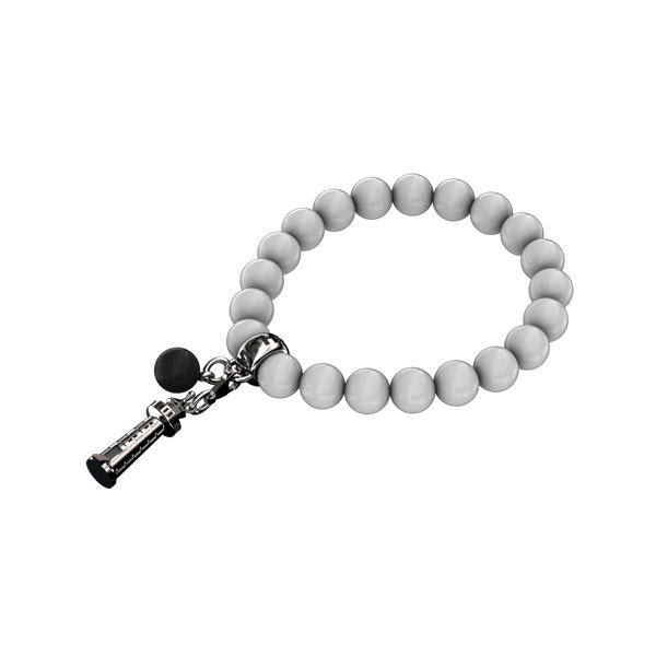 00088466 C W Sellors Silver White Agate Whitby Jet 8mm Regatta Charm Bracelet  B814