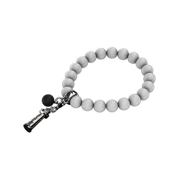 00088466 C W Sellors Silver White Agate Whitby Jet 8mm Regatta Charm Bracelet  B814