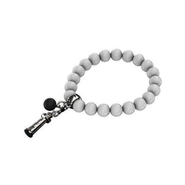 00088466 C W Sellors Silver White Agate Whitby Jet 8mm Regatta Charm Bracelet  B814