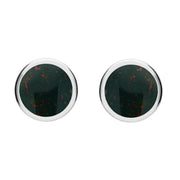 00173071 C W Sellors Sterling Silver Bloodstone Round Stud Earrings, E099.