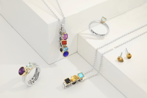 9ct Yellow Gold Sterling Silver Amethyst Stepping Stones 6x8mm Oval Hook Earrings