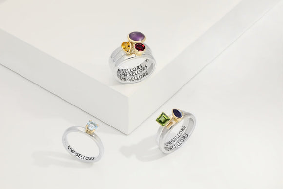 9ct Yellow Gold Sterling Silver Turquoise Stepping Stones 6x8mm Oval Bezel Set Ring