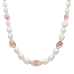 Sterling Silver Blue John Freshwater Pearl Necklace D NUNQ0000688.