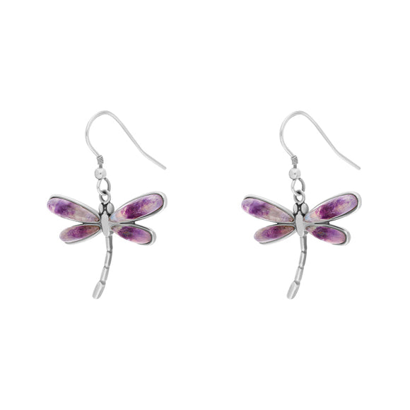 Sterling Silver Blue John Dragonfly Drop Earrings