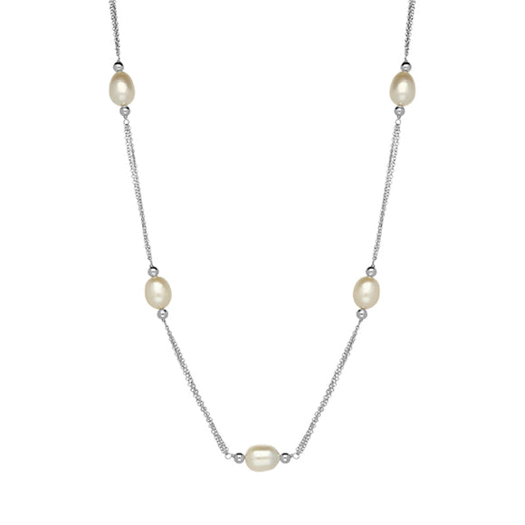 Sterling Silver Freshwater Pearl Necklet, N1063.