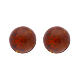 Sterling Silver Red Amber 6mm Ball Stud Earrings E1751_R