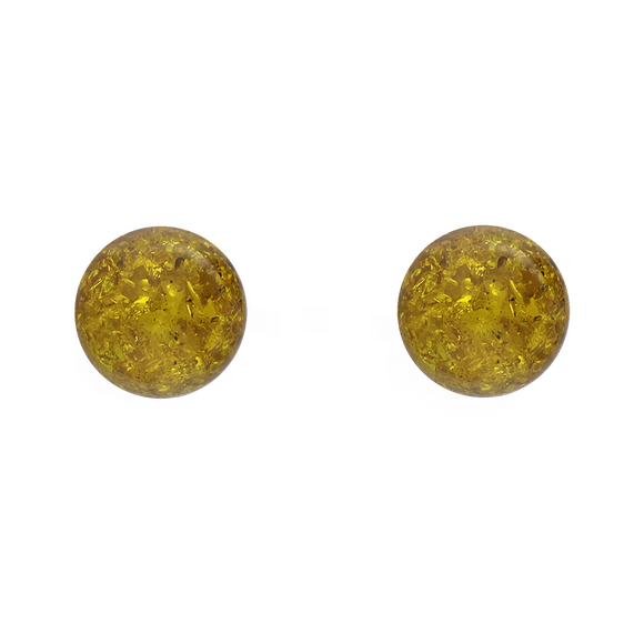 Sterling Silver Lemon Amber 6mm Ball Stud Earrings E1751_L