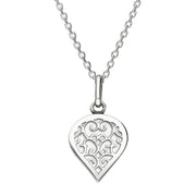 Sterling Silver Bauxite Flore Filigree Small Heart Necklace. P3629.