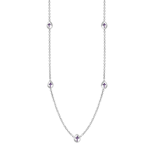 Sterling Silver Blue John Cross Link Disc Chain Necklace, N748.